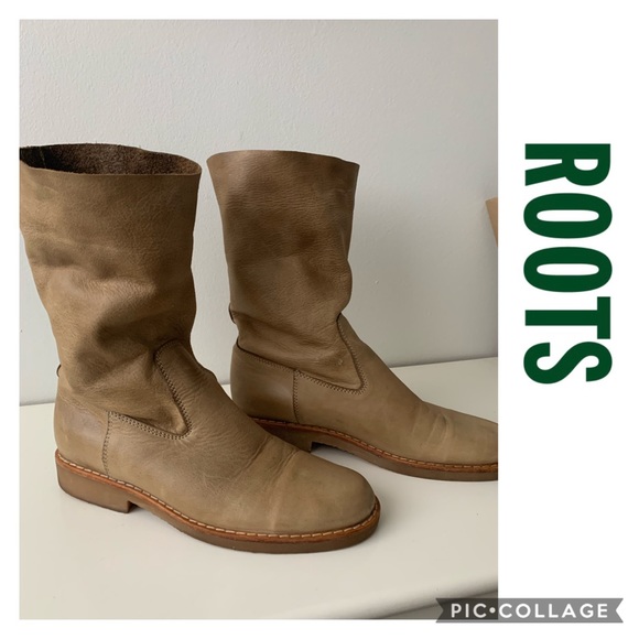 Roots Shoes - ROOTS Tribe Leather Boots Slouch Fold Over SZ 9.5